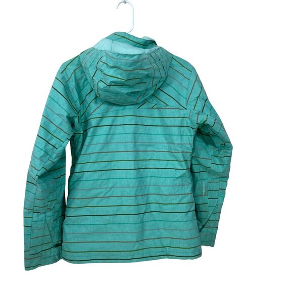 Foursquare Snowboard‎ Women's Size S Hooded Jacket Mint Green Blue Striped - Picture 5 of 9